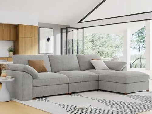 EASE MOOSE Oversized L Shape Sectional Cloud Modular deep seat Sofa | extra large comfort Wide Deep Seat Couch