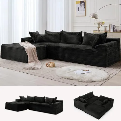 Korser 110" L-Shaped Modular Sectional Sofa with Chaise